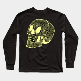 Skull Doodle (Yellow) Long Sleeve T-Shirt